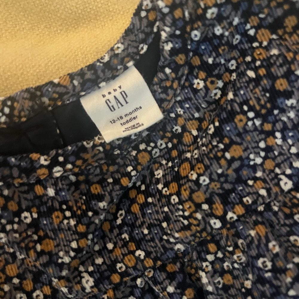 Cord black/grey floral Gap dress for 12-18 month old